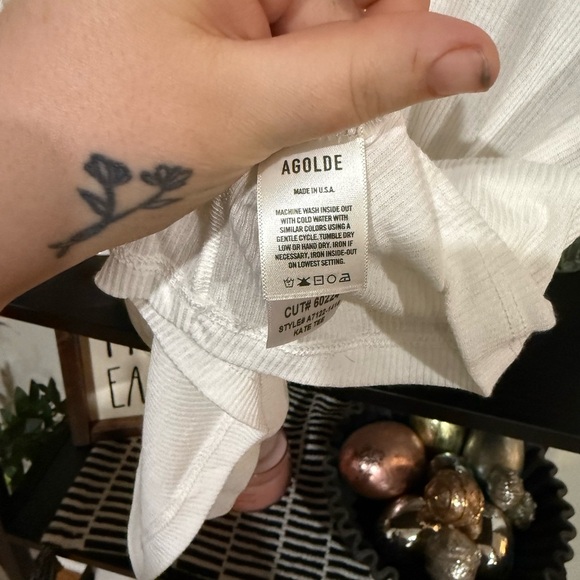 Agolde White Fitted Short Sleeve T-Shirt size large - Picture 5 of 7